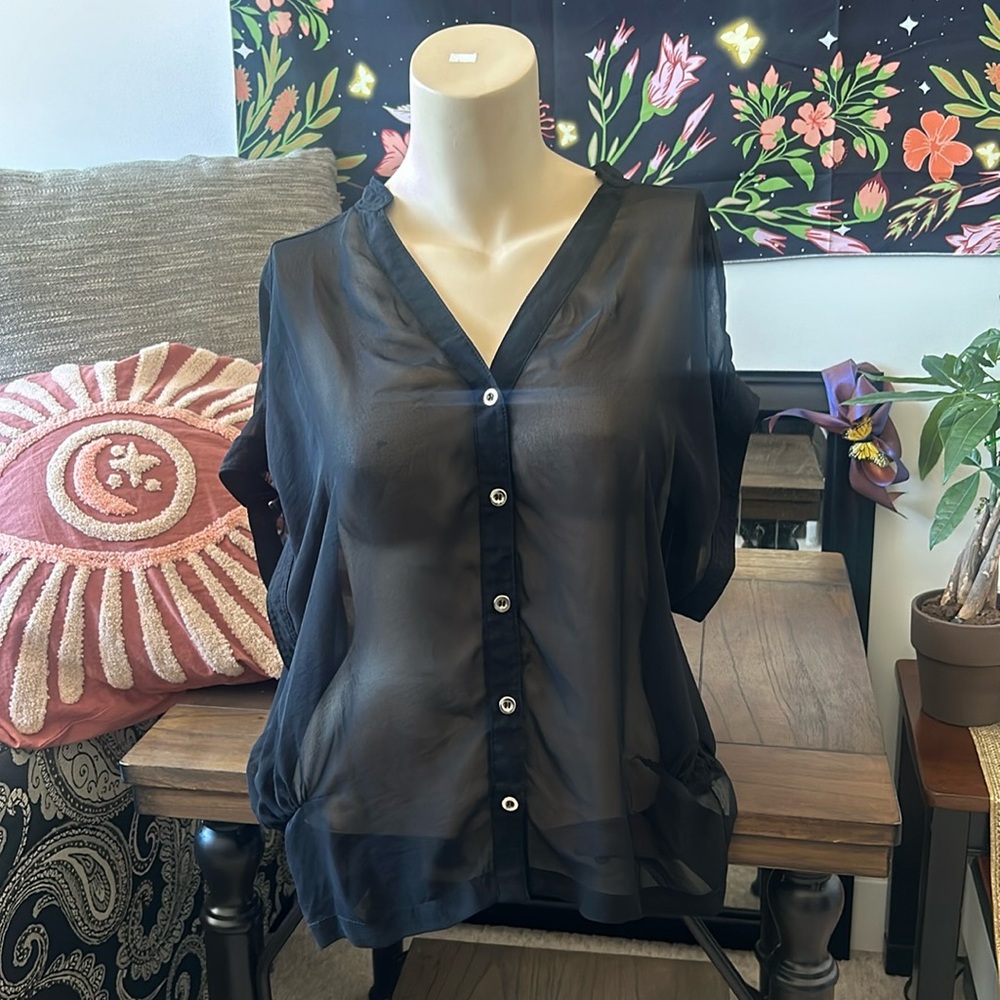 🤩🖤Sexy, Sleek & Chic TOPSHOP US SZ 6 Black Blouse🖤🤩